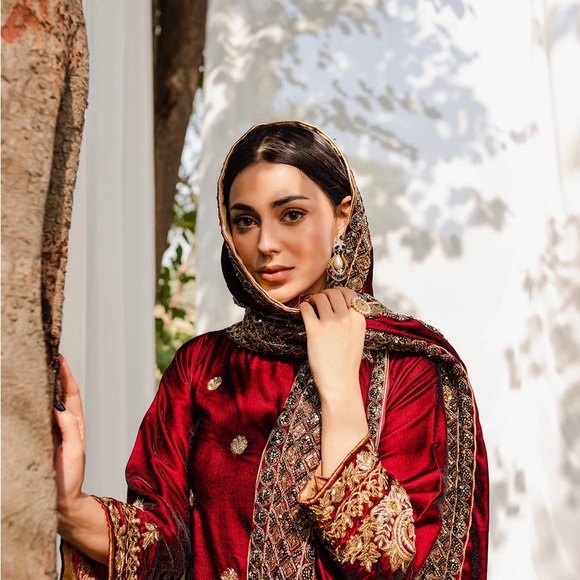 BNWT Velvet 3 Piece Bridal Pakistani Suit - Picture 5 of 14